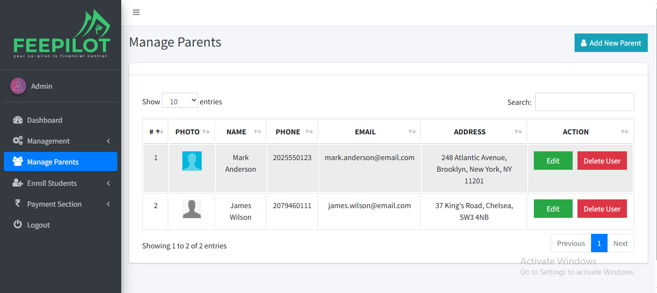 Manage Parents